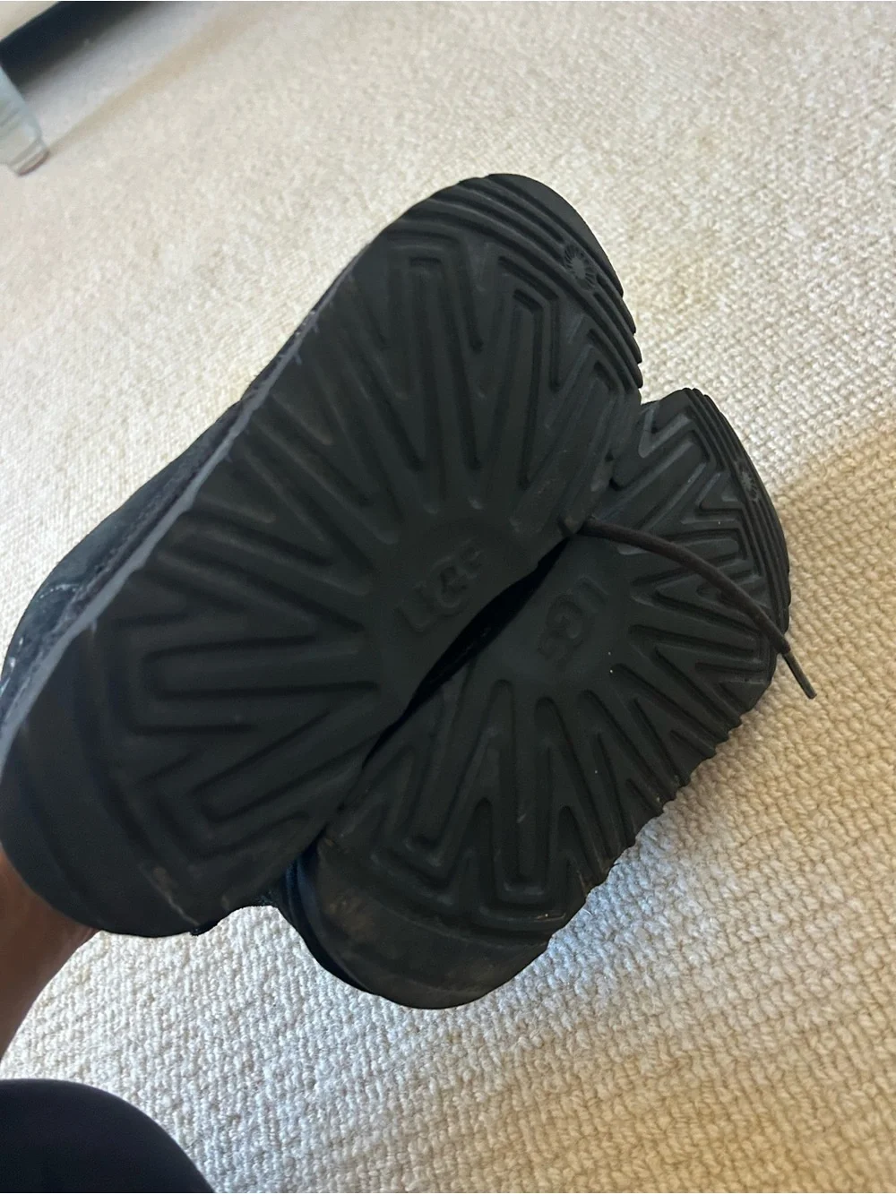 UGG Kids Black Suede Lace-Up Ankle Boots